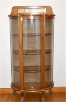 Oak Curio Cabinet - does have key - Measures 63T