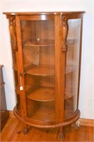 Oak Curio Cabinet - does have clawfoot feet  -