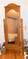 Oak Jewelry Armoire - Measures Approx. 67T - does