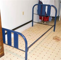 Vintage Blue Metal Twin Size Bed