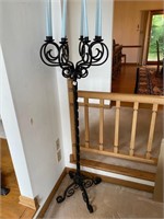 WROUGHT IRON CANDLE STAND W/ CANDLES - 58"