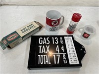 Gas pump price sign & other Texaco collectibles