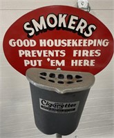 Cigarette dunking station, porcelain sign