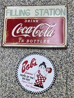 Porcelain  Big Boy sign. Tin Coca Cola sign