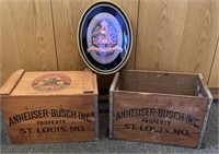 Anheuser-Busch boxes and sign