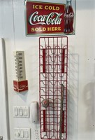 Tin sign bottle display & thermometer