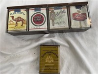 Cigarette tin display w etched brands