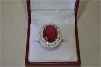 $1200 Stunning Sterling Silver Large Ruby Ring