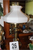 9 Sided Opal Glass Shade and Lamp 22"