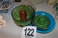 Green Footed Bowl and Juicer, American Eagle Blue