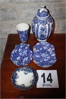 5 Pottery Pieces, Including Blue Delfia,