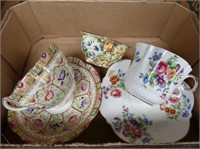AYNSLEY AND COURT CHINA CUPS AND SAUCERS, ETC
