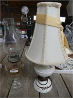 PRESSED GLASS OIL LAMPA  AND ELECTRIFIED OIL LAMP