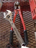 18" BOLT CUTTERS AND 15" ADJUSTABLE WRENCH