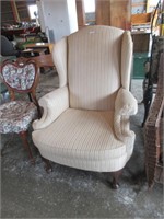 BEIGE WING BACK ARM CHAIR