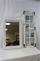 Wicker Framed Mirror and Wooden Window Photo Frame