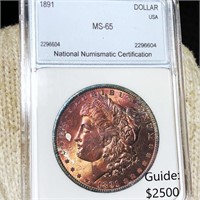 1891 Morgan Silver Dollar NNC - MS65