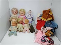 Vintage Dolls & Clothing - 7 Dolls
