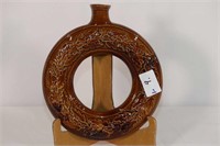 Rockingham Glaze Pottery Harvest Ring Flask