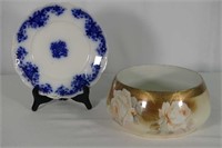 Germany Floral Bowl And Blue Plate