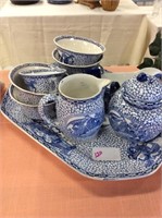 Blue and white English pottery