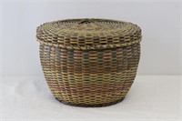Native American Tri Color Lidded Storage Basket