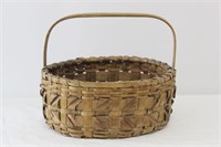 Native American Vintage Ash Splint Basket w Handle