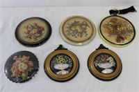 Vintage Art in Small Convex Bubble Glass Frames