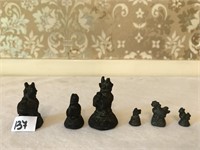 6 Small Heavy Bronze Animal Figures