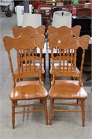 FOUR PRESSED BACK DINNING CHAIRS