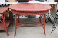 PAINTED WICKER PATIO TABLE 42"X29"X29"