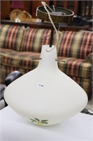 PAINTED MILKGLASS HANGING LAMP SHADE WITH BRACKET