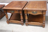TWO WOODEN END TABLES 22"X26"X21"