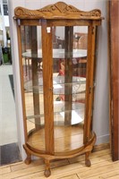 ANTIQUE BOW FRONT DISPLAY CABINET 32"X13"X62"