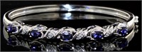 Stunning 4.10 ct Sapphire & Diamond Cuff Bracelet