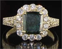 14kt Gold 3.27 ct Emerald Cut Blue Diamond Ring