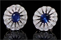 Genuine Sapphire & Diamond Earrings