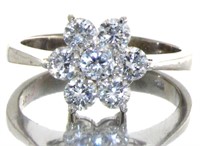 18kt Gold Antique 1.00 ct Diamond Cluster Ring