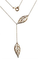 Rose Toned Genuine Diamond Accent Leaf Necklace