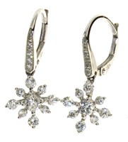 18kt Gold Vintage 3/4 ct Diamond Dangle Earrings