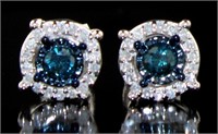 Brilliant 1.00 ct Blue-White Diamond Stud Earrings