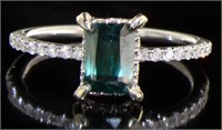 14kt Gold Radiant 1.43 ct Fancy Green Diamond Ring