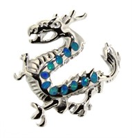 Beautiful Blue Opal Chinese Dragon Pendant