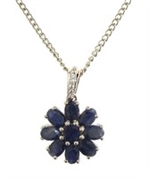 Genuine 5.58 ct Sapphire & Diamond Pendant