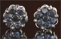 Natural 2.00 ct Black Diamond Cluster Earrings