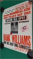 Hank Williams poster (22 x 27 1/2) on light