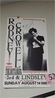 Rodney Crowell poster, AUTOGRAPHED on cardboard