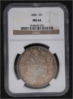 1886 Philadelphia MS64 Morgan Silver Dollar