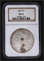 1887 Philadelphia MS64 Morgan Silver Dollar