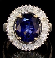 14kt Gold 6.00 ct Sapphire & Diamond Ring